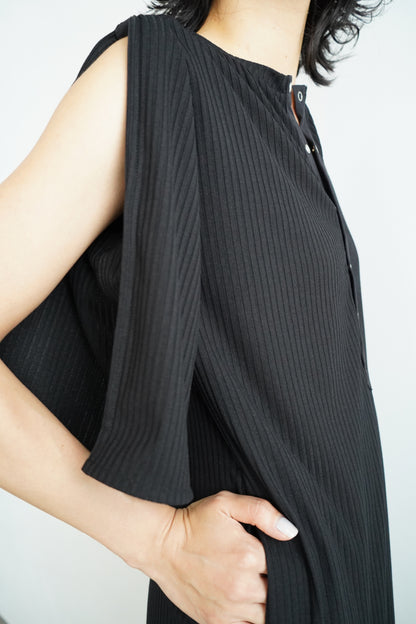 【期間限定販売】Rib Henley Onepiece / BLACK -7月6-10日発送 -