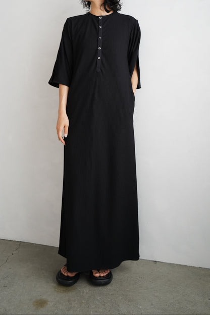 【期間限定販売】Rib Henley Onepiece / BLACK -7月6-10日発送 -