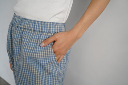 Double Layer Check Pants / BLUEWHITE -6月25-30日発送-