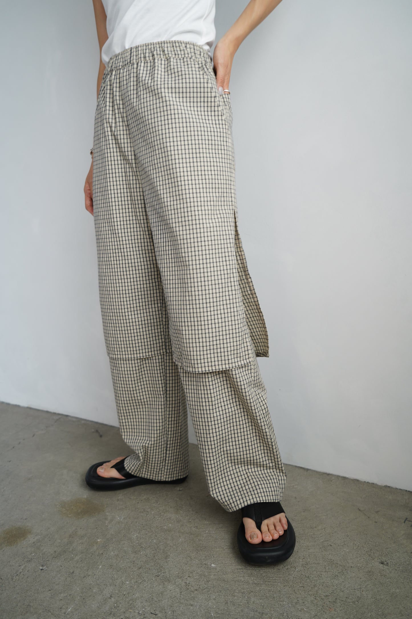 Double Layer Check Pants / BLACKIVORY -6月25-30日発送-