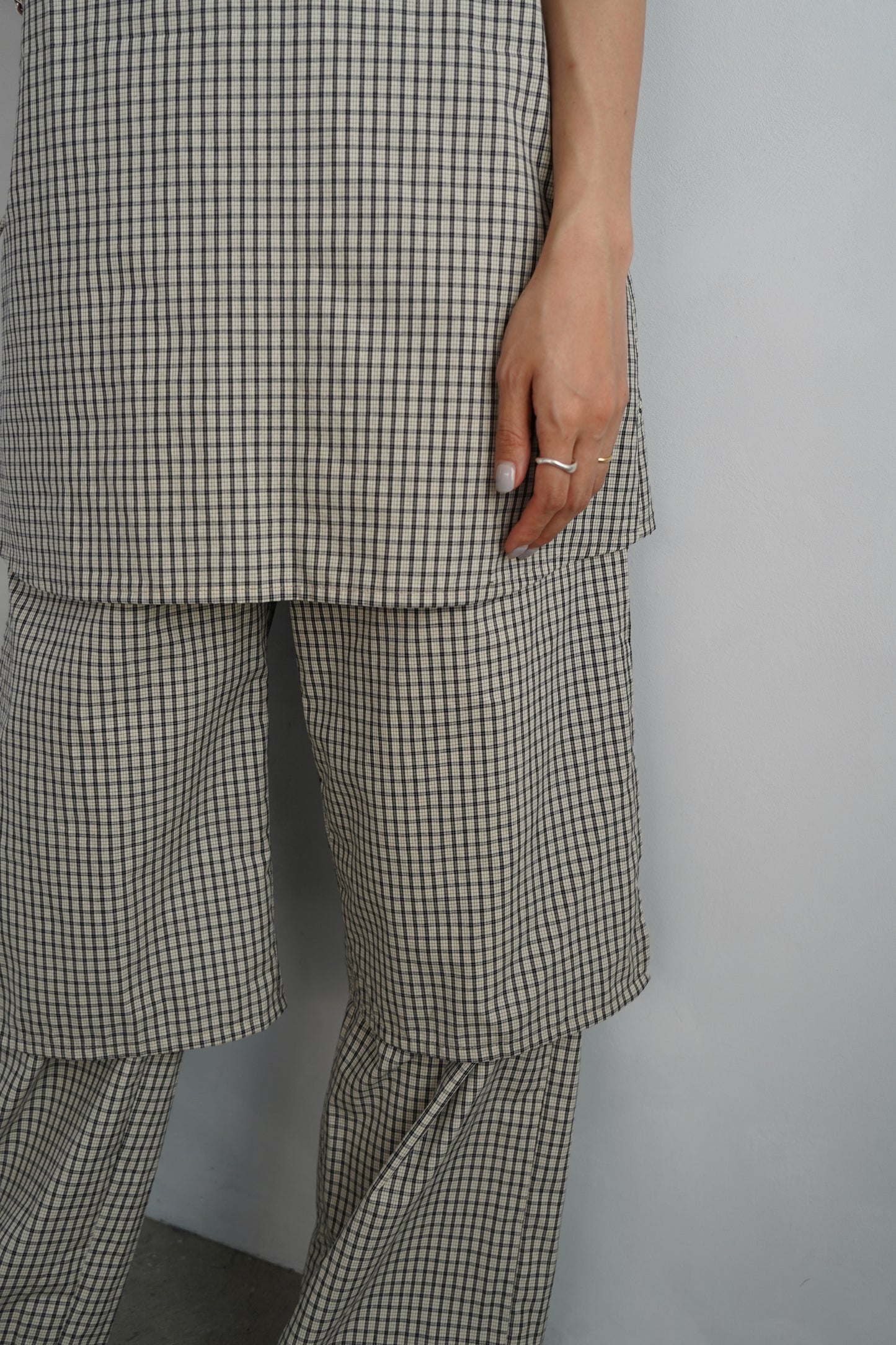 Double Layer Check Pants / BLACKIVORY -6月25-30日発送-