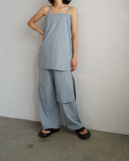 Double Layer Check Pants / BLUEWHITE -6月25-30日発送-