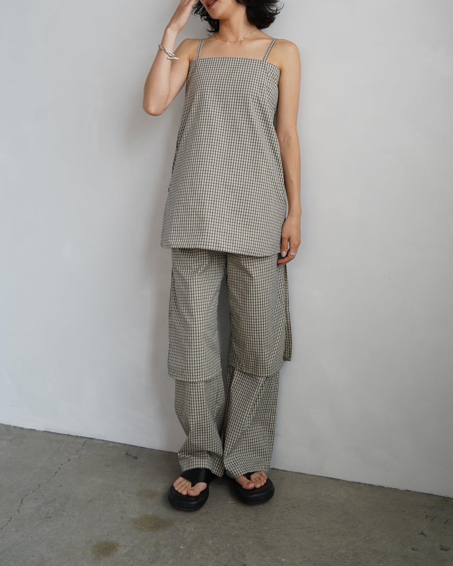 Double Layer Check Pants / BLACKIVORY -6月25-30日発送-