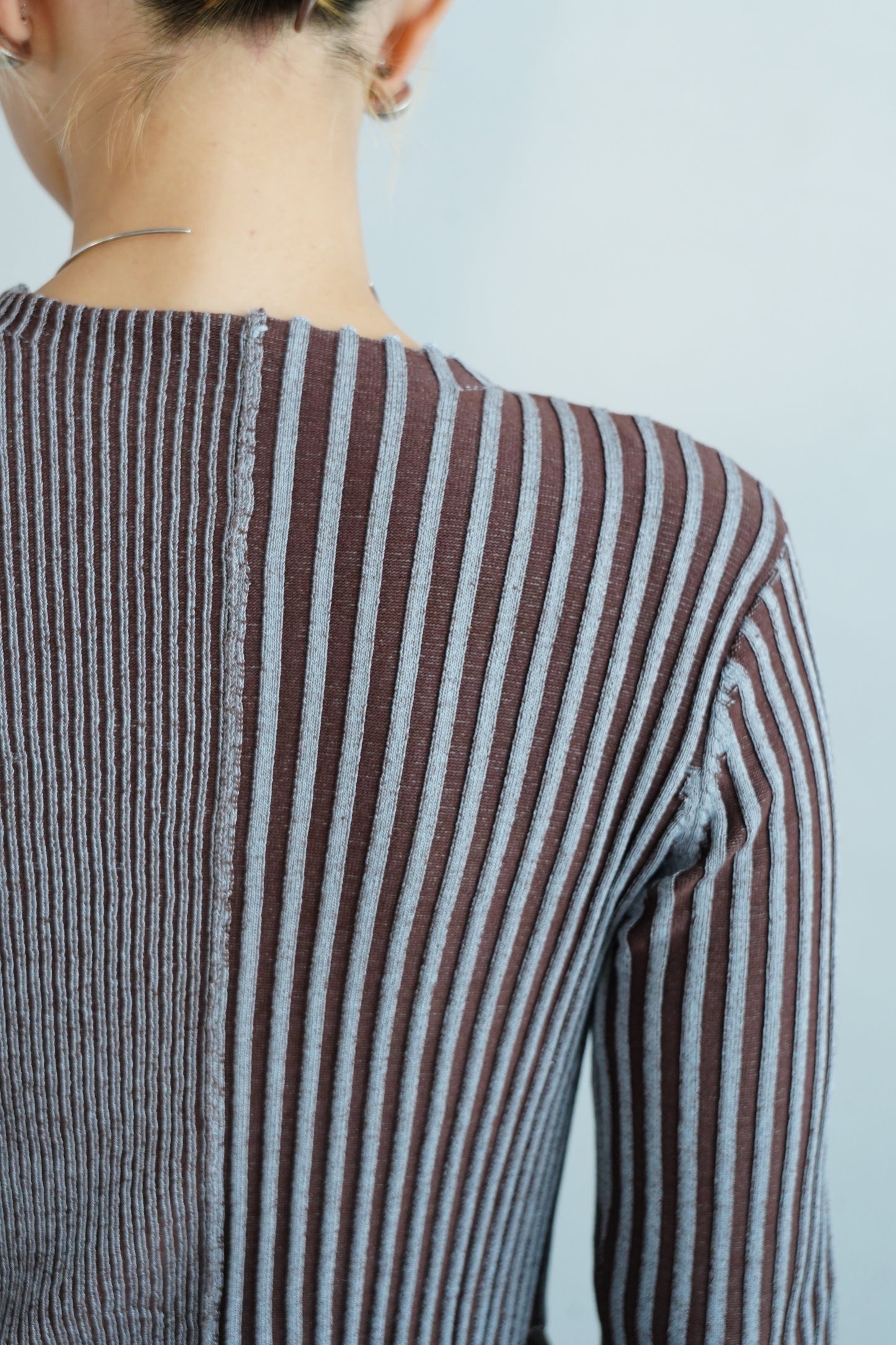 【Restock】Two-Tone Knit Cardigan / BLUEBROWN -11月25-30日発送-