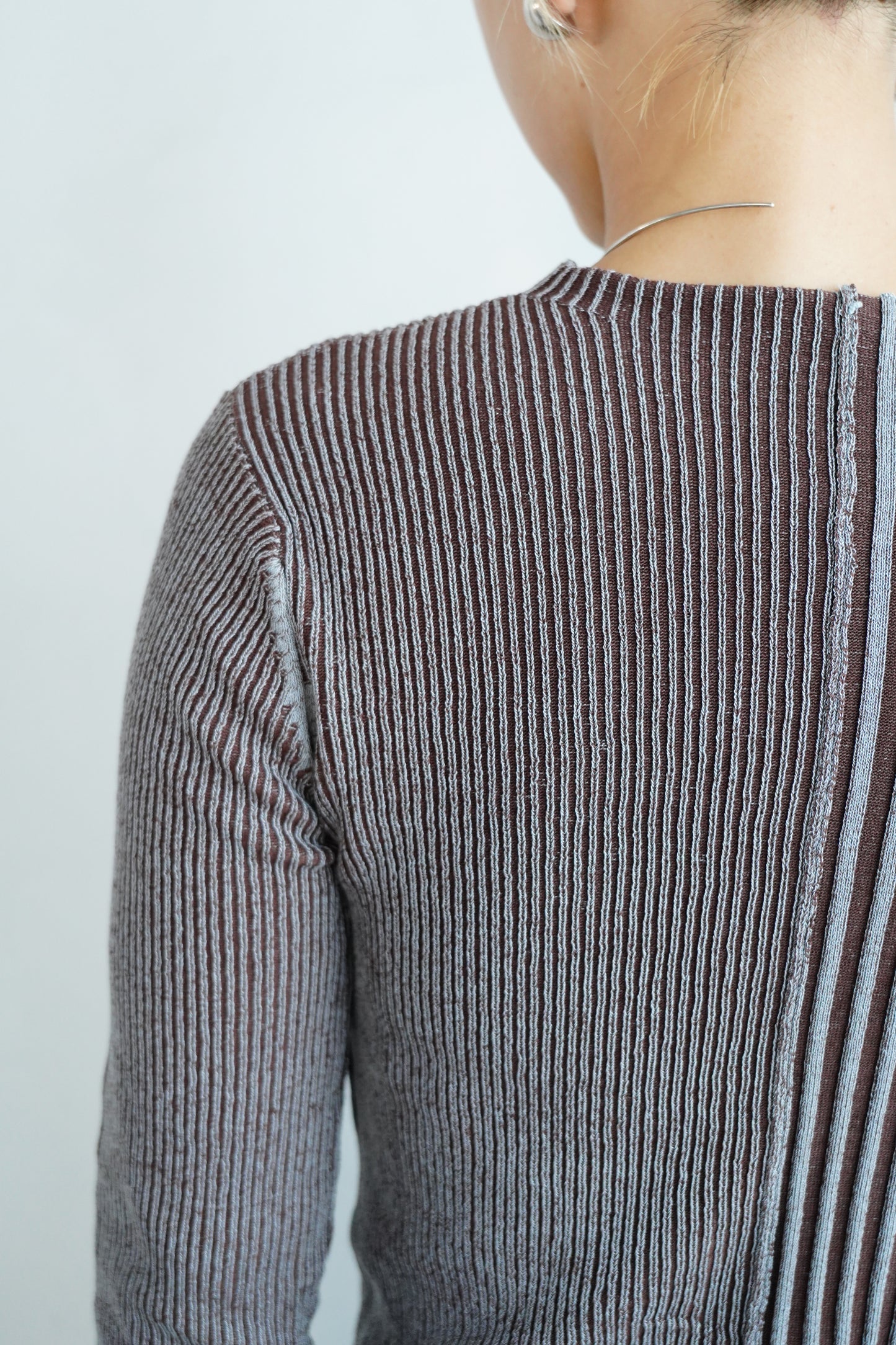 【Restock】Two-Tone Knit Cardigan / BLUEBROWN -11月25-30日発送-
