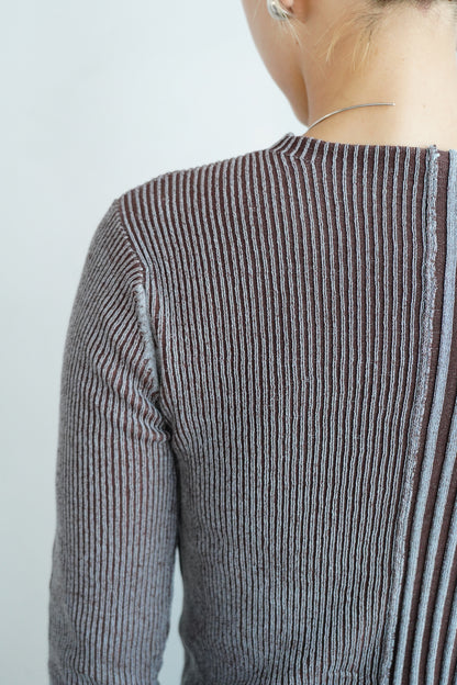 【Restock】Two-Tone Knit Cardigan / BLUEBROWN -11月25-30日発送-