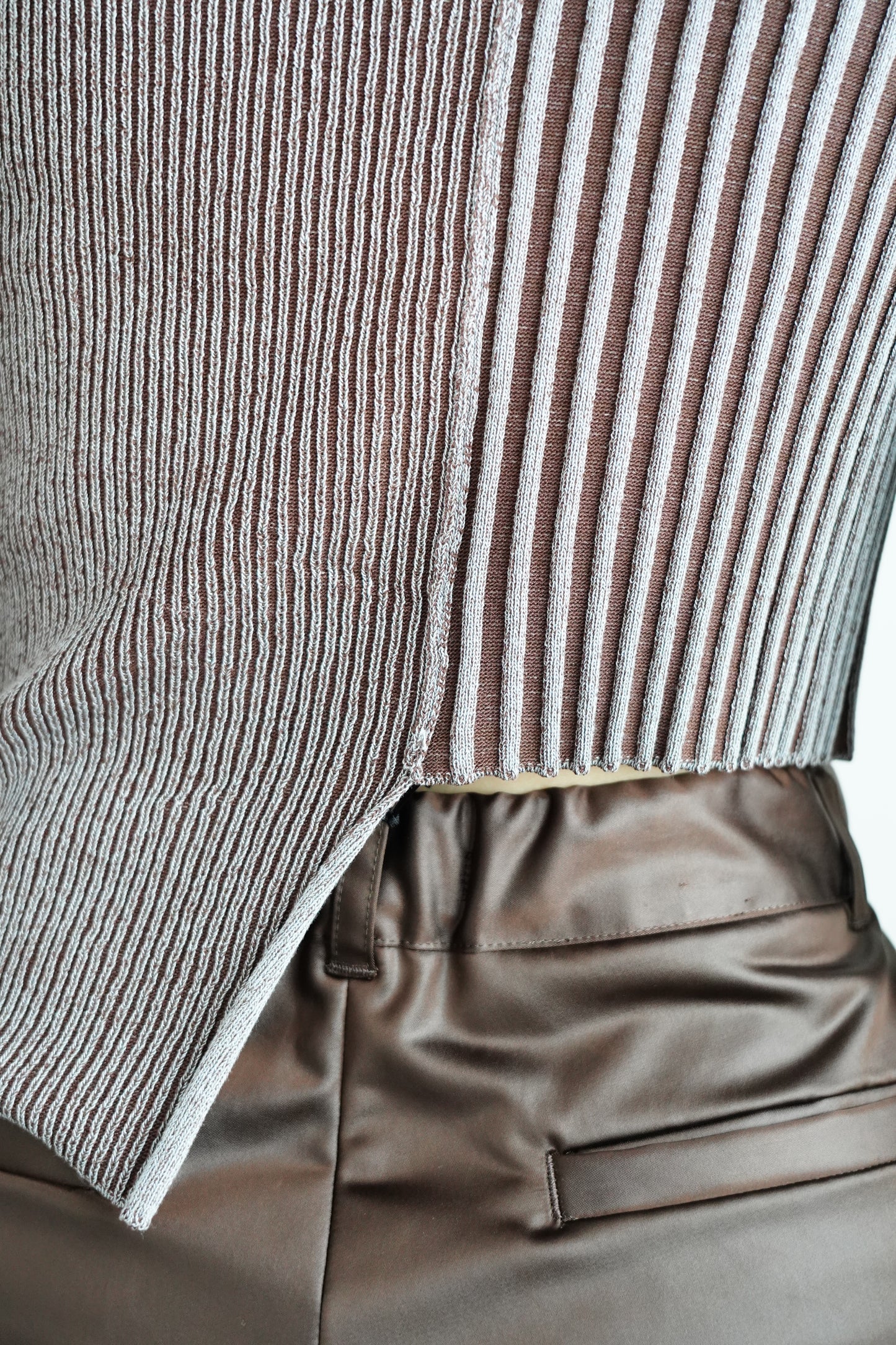 【Restock】Two-Tone Knit Cardigan / BLUEBROWN -11月25-30日発送-