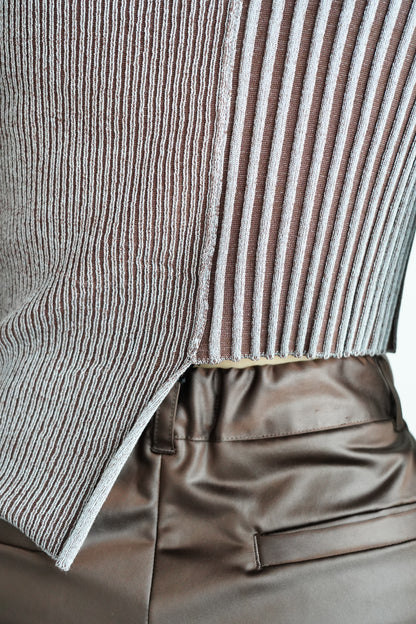 【Restock】Two-Tone Knit Cardigan / BLUEBROWN -11月25-30日発送-