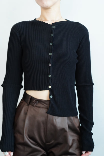 Two-Tone Knit Cardigan / BLACK -10月20-25日発送-