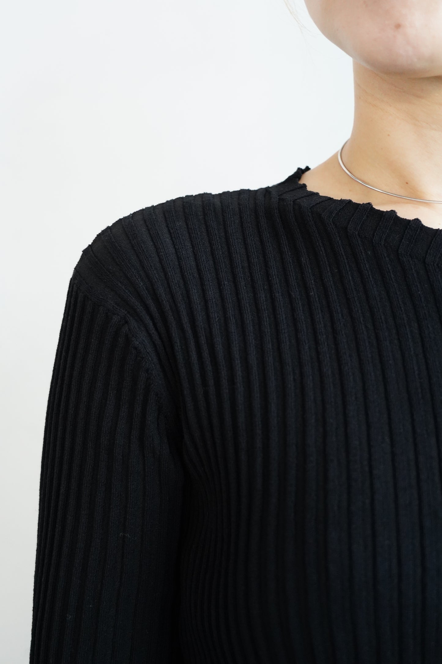 Two-Tone Knit Cardigan / BLACK -10月20-25日発送-