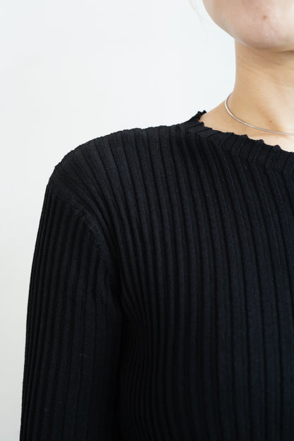 Two-Tone Knit Cardigan / BLACK -10月20-25日発送-