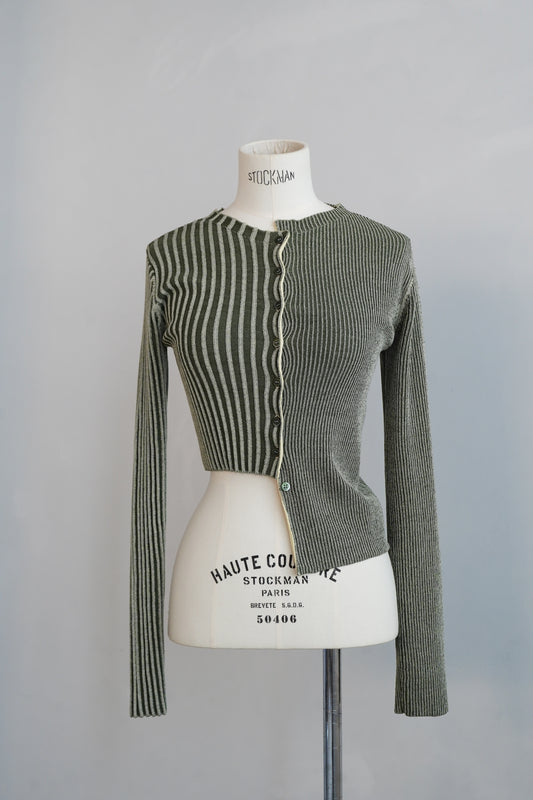 【Restock】Two-Tone Knit Cardigan / KHAKIYEL -11月25-30日発送-