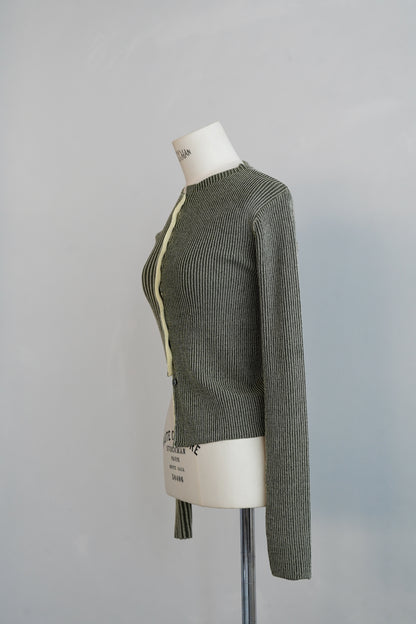 【Restock】Two-Tone Knit Cardigan / KHAKIYEL -11月25-30日発送-