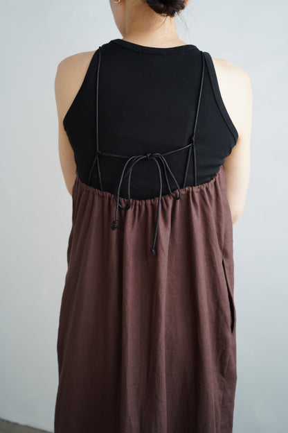 Linen Halter Dress / BROWN -7月10日発送-