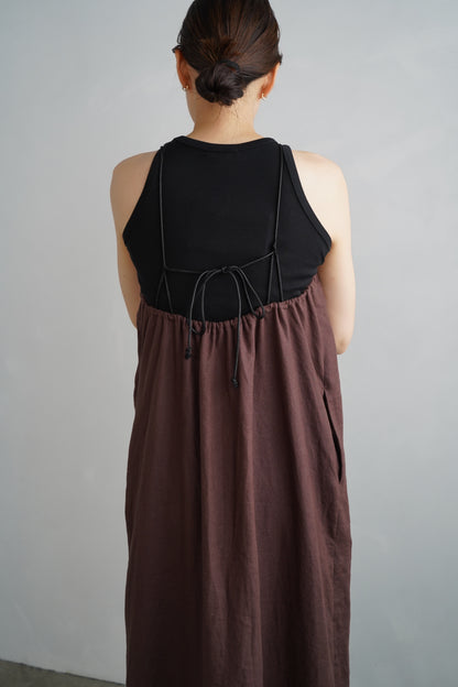 Linen Halter Dress / BROWN -7月10日発送-