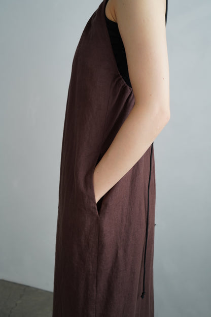 Linen Halter Dress / BROWN -7月10日発送-