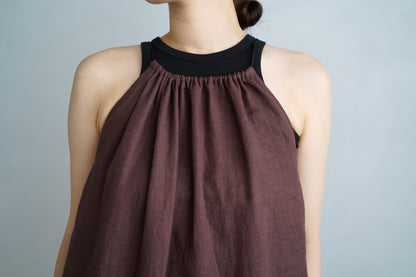 Linen Halter Dress / BROWN -7月10日発送-