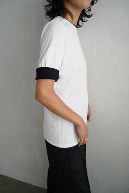 Smooth Tee / WHITE×NAVY
