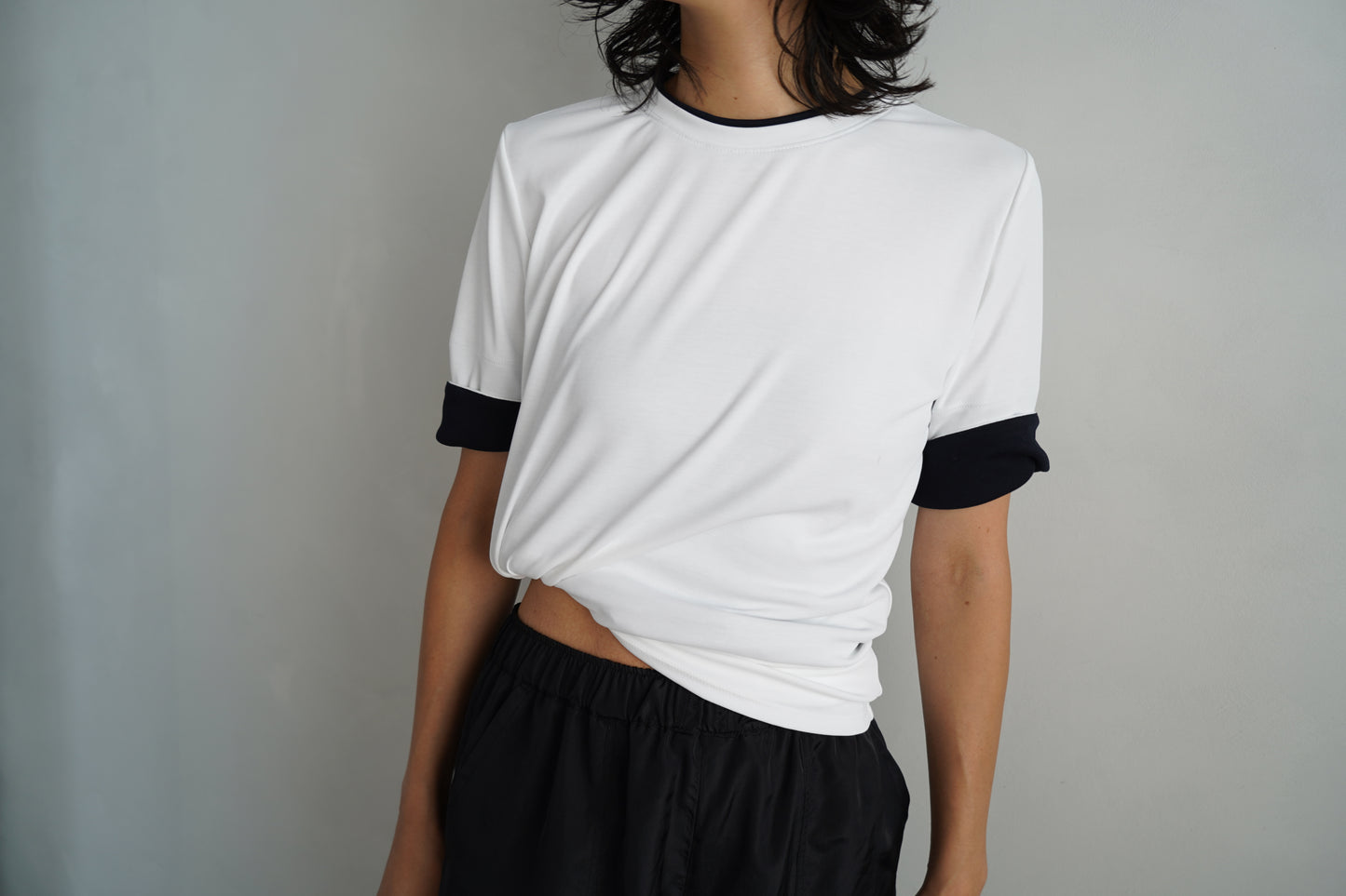 Smooth Tee / WHITE×NAVY