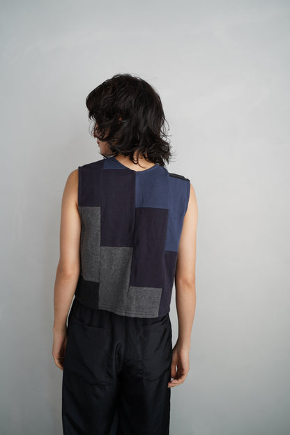 Patchwork Vest / NAVYBLACK -8月5-10日発送-