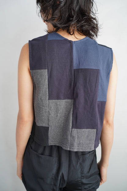 Patchwork Vest / NAVYBLACK -8月5-10日発送-