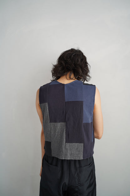 Patchwork Vest / NAVYBLACK -8月5-10日発送-