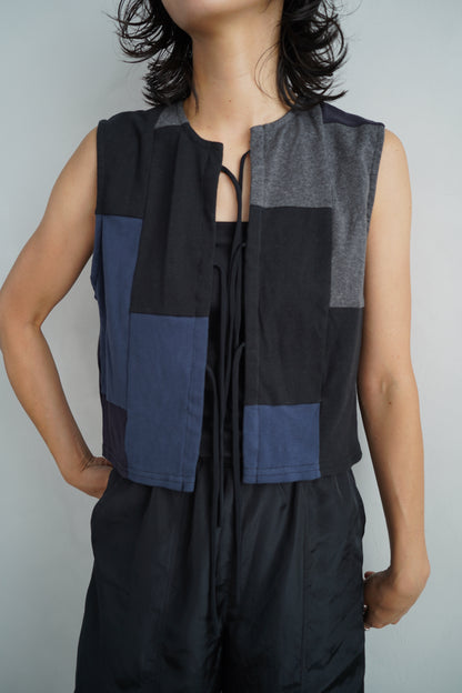 Patchwork Vest / NAVYBLACK -8月5-10日発送-