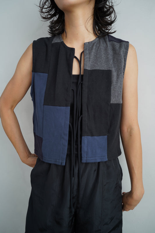 Patchwork Vest / NAVYBLACK -8月5-10日発送-