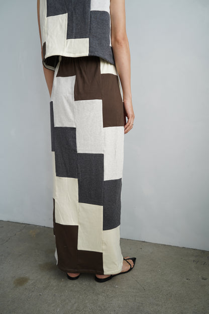 Patchwork Skirt / IVORYBROWN -8月5-10日発送-