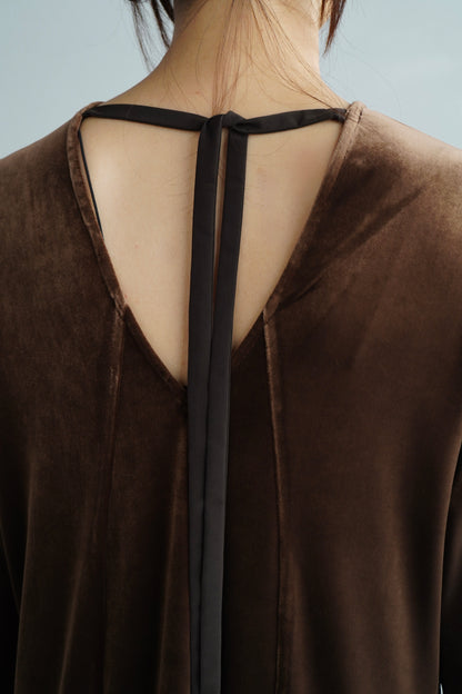 Velour Backopen Dress / BROWN -12月15日発送-