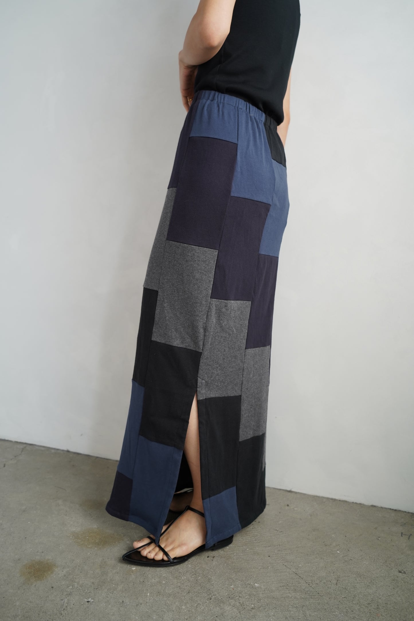 Patchwork Skirt / NAVYBLACK -8月5-10日発送-