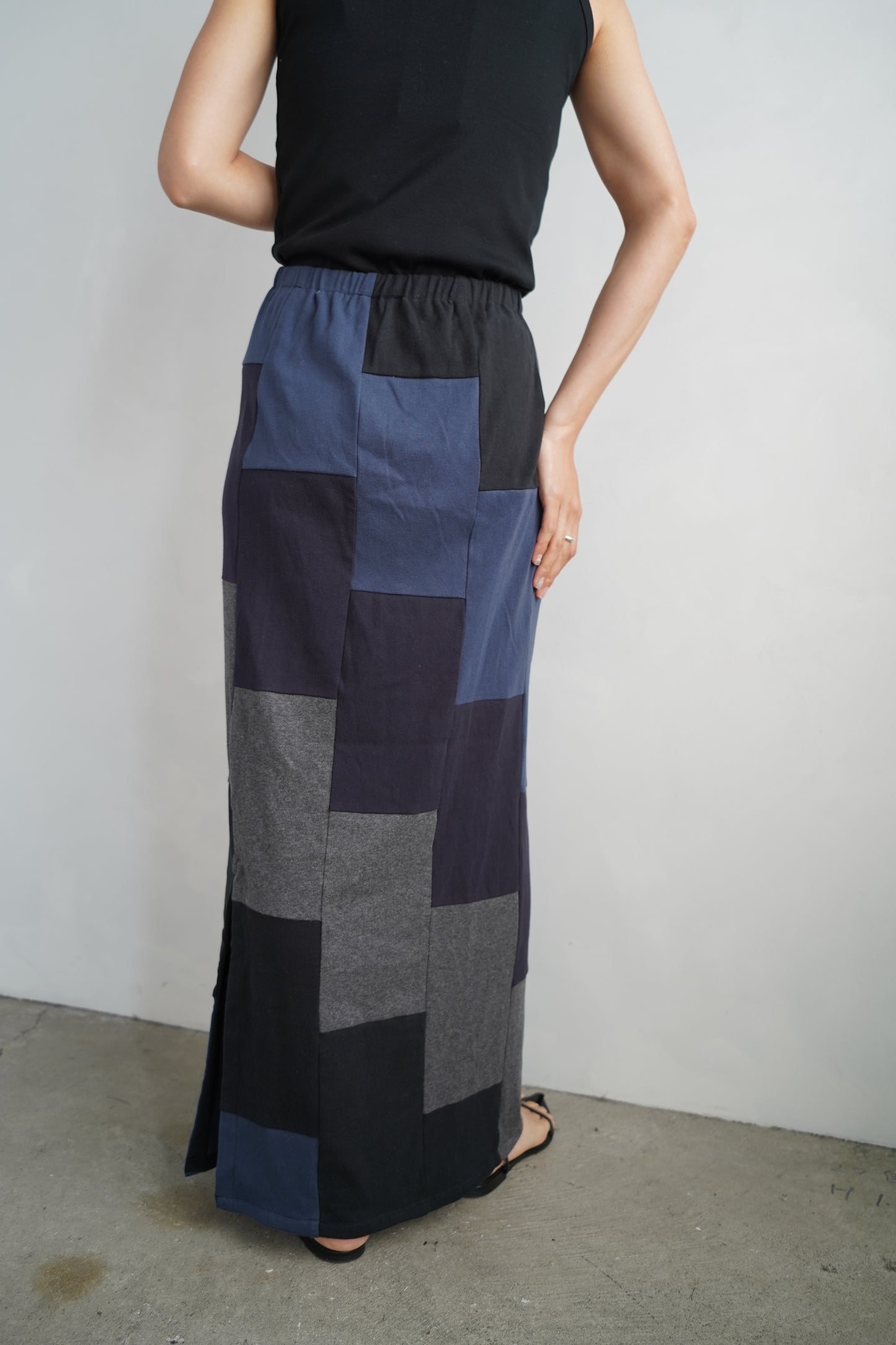 Patchwork Skirt / NAVYBLACK -8月5-10日発送-