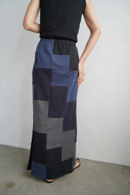 Patchwork Skirt / NAVYBLACK -8月5-10日発送-