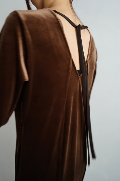 Velour Backopen Dress / BROWN -12月15日発送-