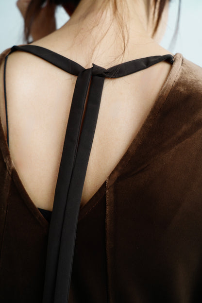 Velour Backopen Dress / BROWN -12月15日発送-