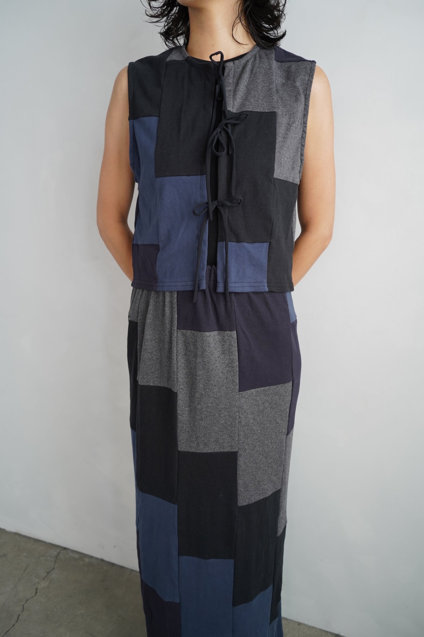 Patchwork Vest / NAVYBLACK -8月5-10日発送-
