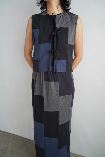 Patchwork Vest / NAVYBLACK -8月5-10日発送-