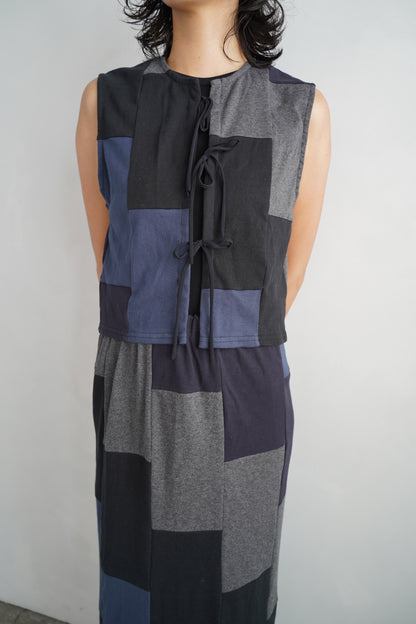 Patchwork Vest / NAVYBLACK -8月5-10日発送-
