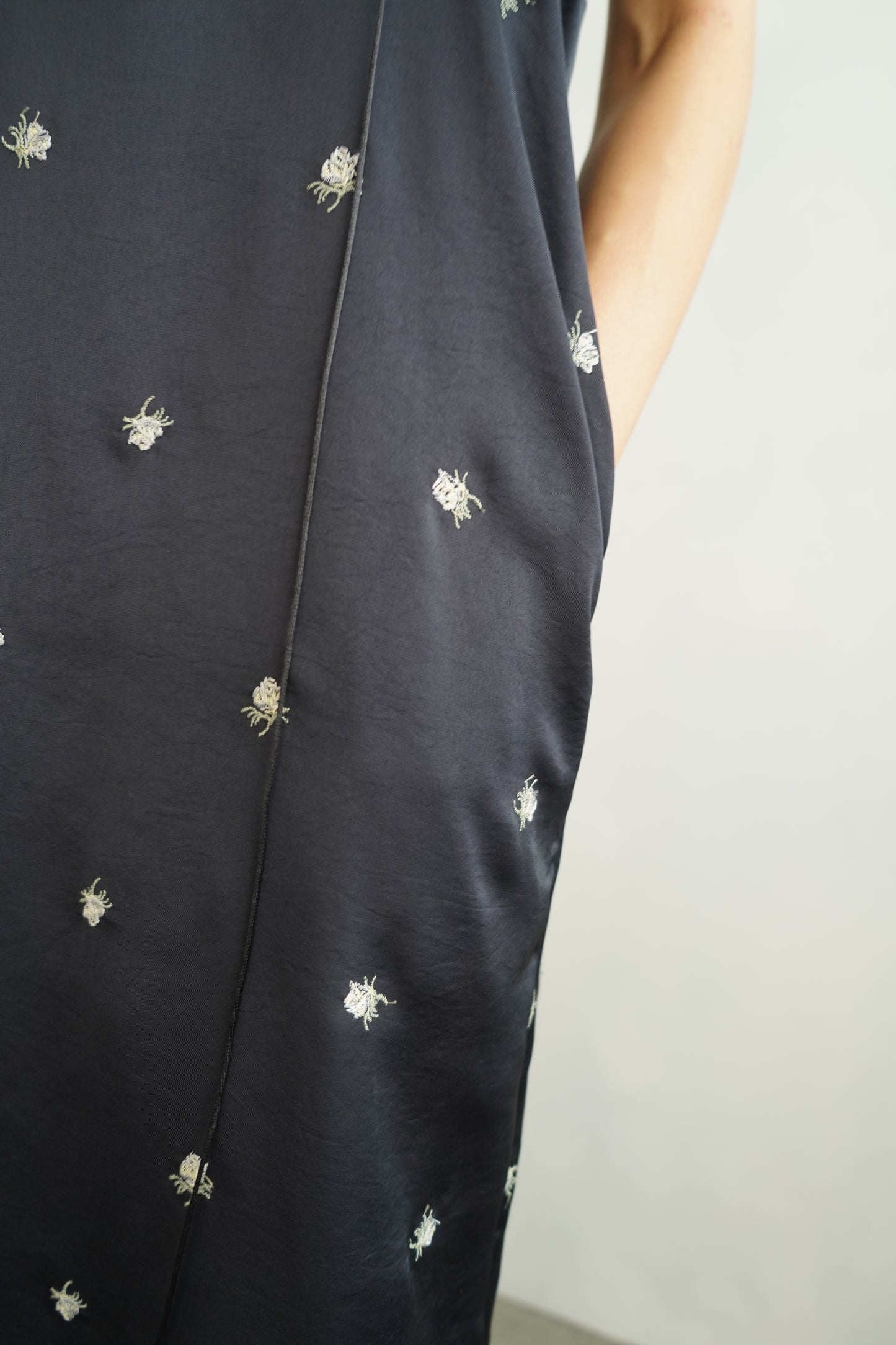 Stitch Flower Cami Dress / NAVY -8月3-7日発送-