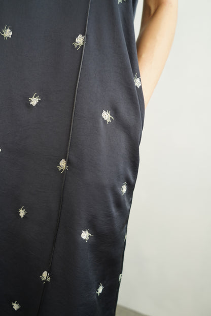 Stitch Flower Cami Dress / NAVY -8月3-7日発送-