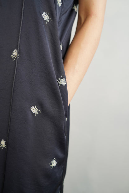Stitch Flower Cami Dress / NAVY -8月3-7日発送-