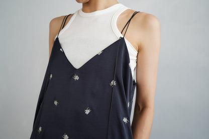 Stitch Flower Cami Dress / NAVY -8月3-7日発送-