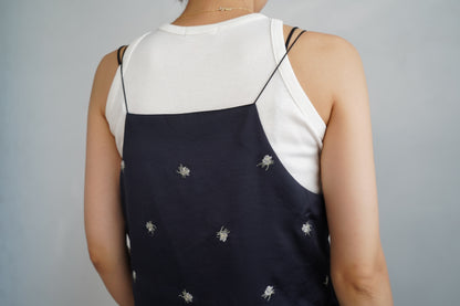Stitch Flower Cami Dress / NAVY -8月3-7日発送-