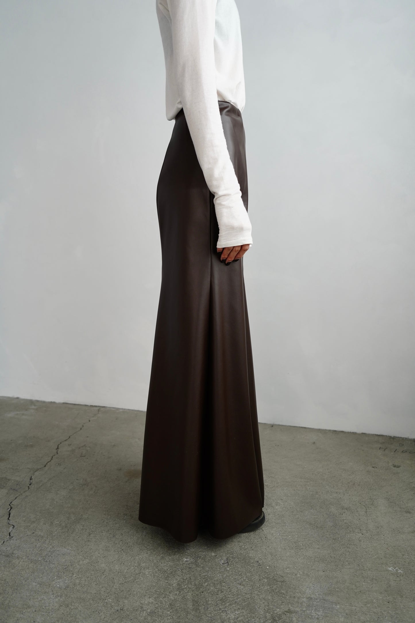 Artileather Draping Skirt / BROWN -12月5日発送-