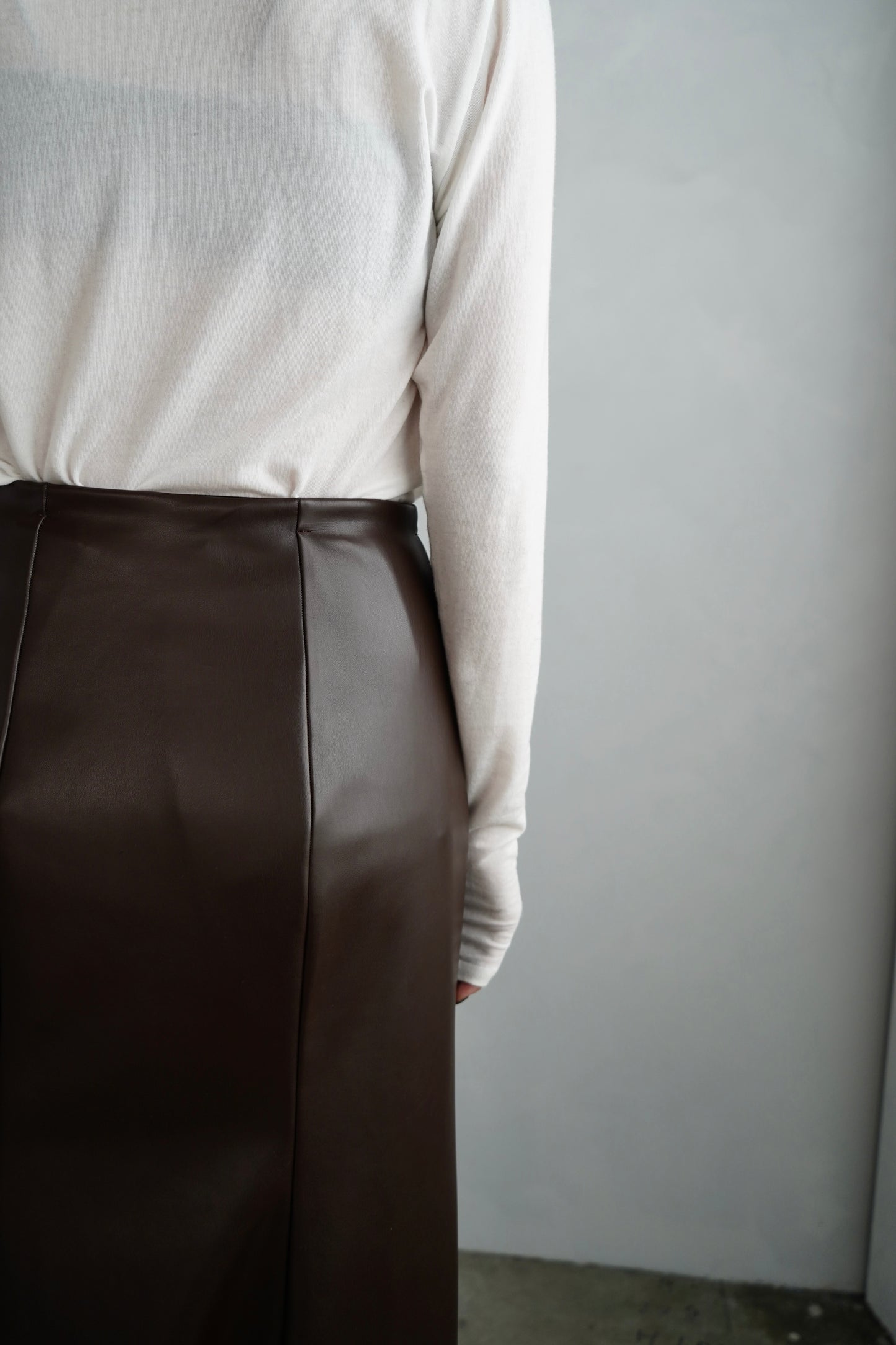 Artileather Draping Skirt / BROWN -12月5日発送-