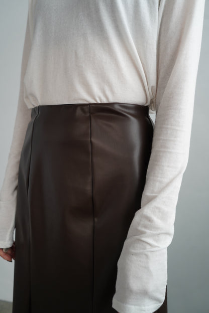 Artileather Draping Skirt / BROWN -12月5日発送-