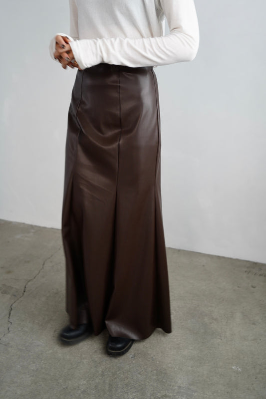 Artileather Draping Skirt / BROWN -12月5日発送-
