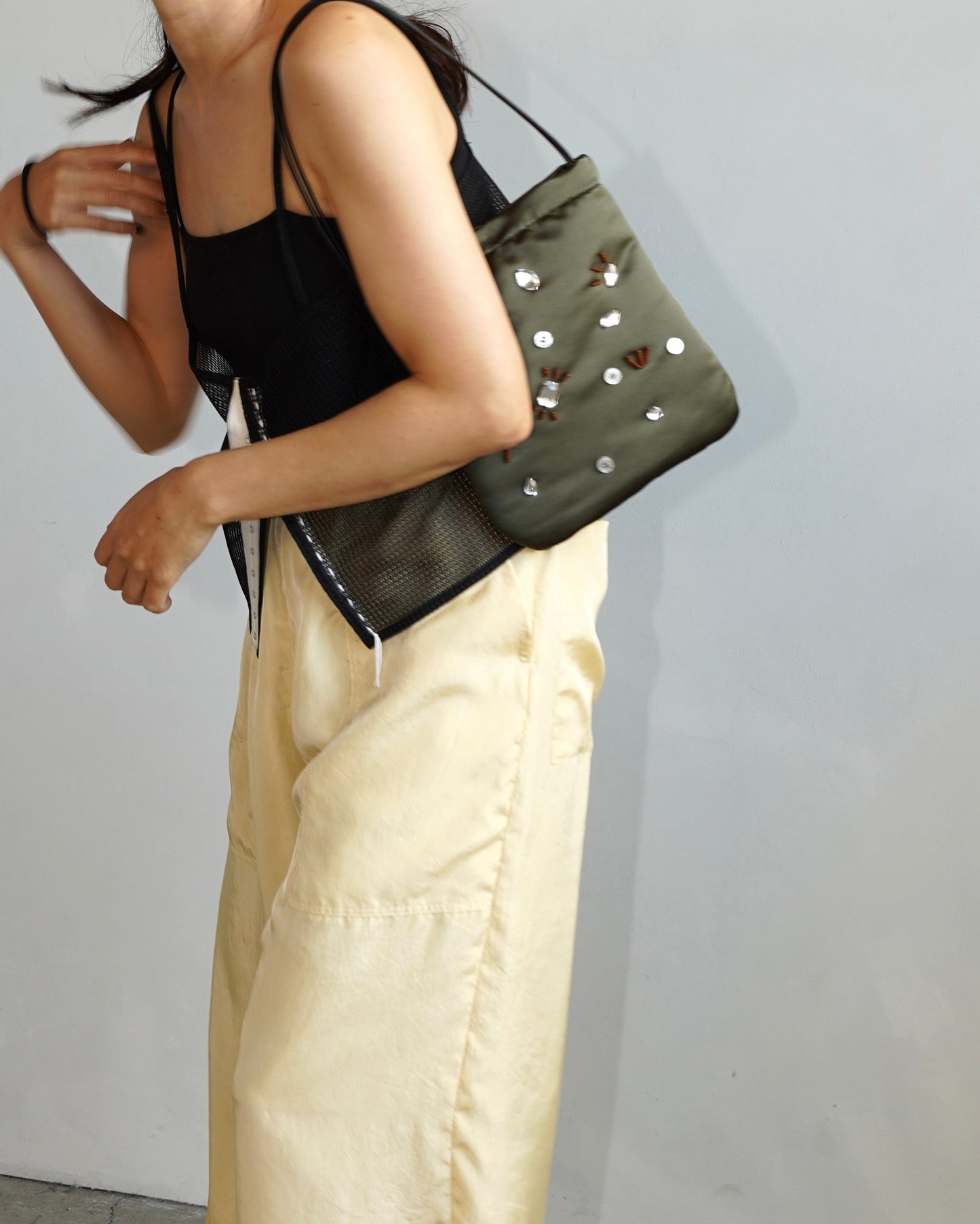 Adorn Satin Bag / KHAKI -8月25日発送-