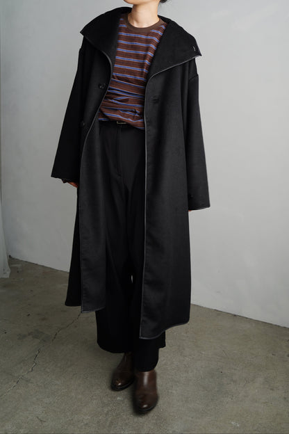 Piping Wool Coat / BLACK -11月上旬発送-