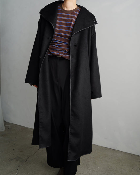 Piping Wool Coat / BLACK -11月上旬発送-